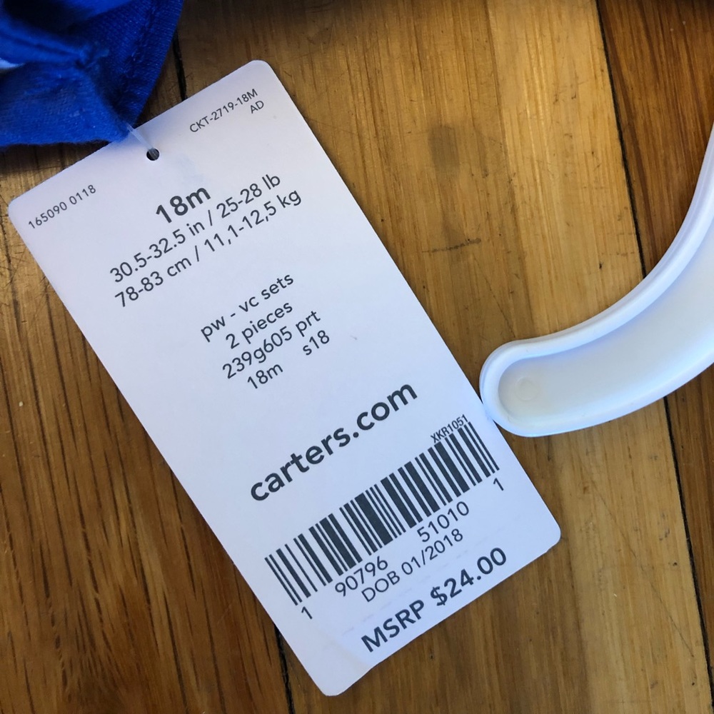NWT. Carter’s outfit. Blue polka dot tank with white capri leggings - Picture 2 of 3